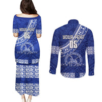 Custom Tupou College Couples Matching Puletasi Dress and Long Sleeve Button Shirts Tongan Kupesi Pattern LT05 - Polynesian Pride