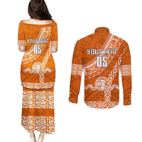 Custom Tailulu College Couples Matching Puletasi Dress and Long Sleeve Button Shirts Tongan Kupesi Pattern LT05 - Polynesian Pride
