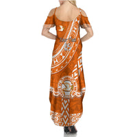 Custom Tailulu College Summer Maxi Dress Tongan Kupesi Pattern LT05 - Polynesian Pride