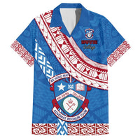 Custom Apifoou College Hawaiian Shirt Tongan Kupesi Pattern LT05 Blue - Polynesian Pride