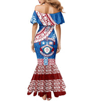 Custom Apifoou College Mermaid Dress Tongan Kupesi Pattern LT05 - Polynesian Pride