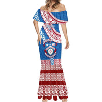 Custom Apifoou College Mermaid Dress Tongan Kupesi Pattern LT05 - Polynesian Pride