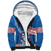 Custom Apifoou College Sherpa Hoodie Tongan Kupesi Pattern LT05 Unisex Blue - Polynesian Pride