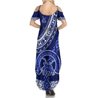 Custom Queen Salote College Summer Maxi Dress Tongan Kupesi Pattern LT05 - Polynesian Pride