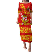 Custom Kolisi Tonga Puletasi Tongan Kupesi Pattern LT05 Long Dress Red - Polynesian Pride