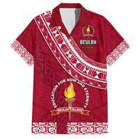 Custom Beulah College Hawaiian Shirt Tongan Kupesi Pattern LT05 Red - Polynesian Pride
