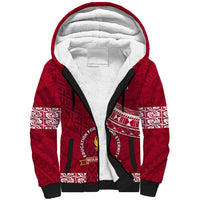 Custom Beulah College Sherpa Hoodie Tongan Kupesi Pattern LT05 Unisex Red - Polynesian Pride