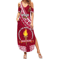 Custom Beulah College Summer Maxi Dress Tongan Kupesi Pattern LT05 Women Red - Polynesian Pride