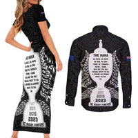 New Zealand Rugby Couples Matching Short Sleeve Bodycon Dress and Long Sleeve Button Shirt The Haka With Champions Cup LT05 - Polynesian Pride