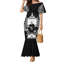 New Zealand Rugby Family Matching Mermaid Dress and Hawaiian Shirt The Haka With Champions Cup LT05 Mom's Dress Black - Polynesian Pride