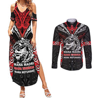 Aotearoa Mana Maori Couples Matching Summer Maxi Dress and Long Sleeve Button Shirt Toitu Te Tiriti