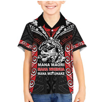 Aotearoa Mana Maori Family Matching Mermaid Dress and Hawaiian Shirt Toitu Te Tiriti LT05 Son's Shirt Black - Polynesian Pride