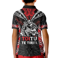 Aotearoa Mana Maori Kid Polo Shirt Toitu Te Tiriti