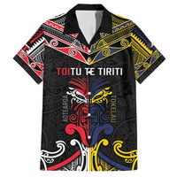 Tokelau And Aotearoa Family Matching Short Sleeve Bodycon Dress and Hawaiian Shirt Together For Te Tiriti O Waitangi LT05 Dad's Shirt - Short Sleeve Black - Polynesian Pride