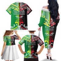 Cook Islands And Aotearoa Family Matching Off The Shoulder Long Sleeve Dress and Hawaiian Shirt Together For Te Tiriti O Waitangi LT05 - Polynesian Pride