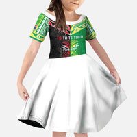 Cook Islands And Aotearoa Family Matching Off Shoulder Maxi Dress and Hawaiian Shirt Together For Te Tiriti O Waitangi LT05 Daughter's Dress Black - Polynesian Pride