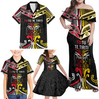 Niue And Aotearoa Family Matching Off Shoulder Maxi Dress and Hawaiian Shirt Together For Te Tiriti O Waitangi LT05 - Polynesian Pride