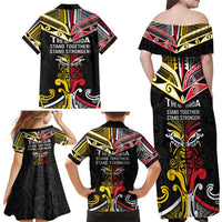 Niue And Aotearoa Family Matching Off Shoulder Maxi Dress and Hawaiian Shirt Together For Te Tiriti O Waitangi LT05 - Polynesian Pride