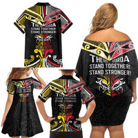 Niue And Aotearoa Family Matching Off Shoulder Short Dress and Hawaiian Shirt Together For Te Tiriti O Waitangi LT05 - Polynesian Pride