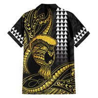 Hawaii Ikaika Warrior Helmet Family Matching Summer Maxi Dress and Hawaiian Shirt Gold Style