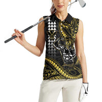 Hawaii Ikaika Warrior Helmet Women Sleeveless Polo Shirt Gold Style LT05 - Polynesian Pride