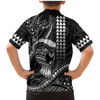 Hawaii Ikaika Warrior Helmet Family Matching Mermaid Dress and Hawaiian Shirt Black Tribal Tattoo LT05 - Polynesian Pride