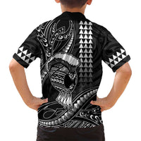 Hawaii Ikaika Warrior Helmet Family Matching Tank Maxi Dress and Hawaiian Shirt Black Tribal Tattoo LT05 - Polynesian Pride