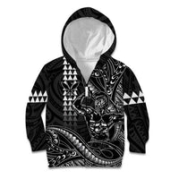 Hawaii Ikaika Warrior Helmet Kid Hoodie Black Tribal Tattoo LT05 Zip Hoodie Black - Polynesian Pride