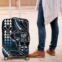 Hawaii Ikaika Warrior Helmet Luggage Cover Blue Tribal Tattoo LT05 Blue - Polynesian Pride