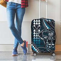Hawaii Ikaika Warrior Helmet Luggage Cover Blue Tribal Tattoo LT05 - Polynesian Pride