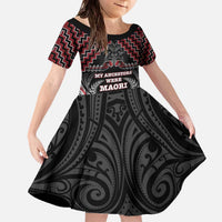 Aotearoa Family Matching Off The Shoulder Long Sleeve Dress and Hawaiian Shirt Proud To Be Maori LT05 Daughter's Dress Red - Polynesian Pride