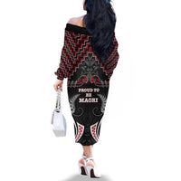 Aotearoa Family Matching Off The Shoulder Long Sleeve Dress and Hawaiian Shirt Proud To Be Maori LT05 - Polynesian Pride