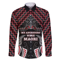 Aotearoa Family Matching Tank Maxi Dress and Hawaiian Shirt Proud To Be Maori LT05 Dad's Shirt - Long Sleeve Red - Polynesian Pride