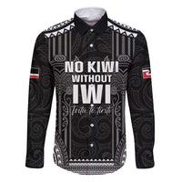 Aotearoa Toitu Te Tiriti Family Matching Summer Maxi Dress and Hawaiian Shirt No Kiwi Without Iwi LT05 Dad's Shirt - Long Sleeve Black - Polynesian Pride