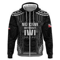 Aotearoa Toitu Te Tiriti Hoodie No Kiwi Without Iwi LT05 Zip Hoodie Black - Polynesian Pride