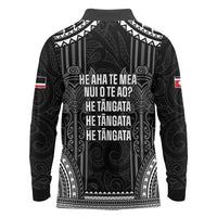 Aotearoa Toitu Te Tiriti Long Sleeve Polo Shirt No Kiwi Without Iwi