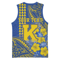 Personalised Hawaii Kaiser High School Basketball Jersey Tribal Tattoo With Hibiscus Flowers