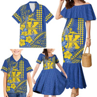 Personalised Hawaii Kaiser High School Family Matching Mermaid Dress and Hawaiian Shirt Tribal Tattoo With Hibiscus Flowers LT05 - Polynesian Pride