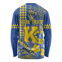 Personalised Hawaii Kaiser High School Long Sleeve Shirt Tribal Tattoo With Hibiscus Flowers