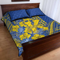 Hawaii Kaiser High School Quilt Bed Set Tribal Tattoo With Hibiscus Flowers