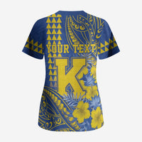 Personalised Hawaii Kaiser High School Scrub Top Tribal Tattoo With Hibiscus Flowers