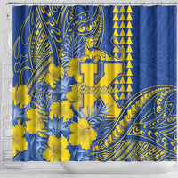 Hawaii Kaiser High School Shower Curtain Tribal Tattoo With Hibiscus Flowers