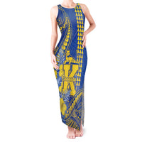 Personalised Hawaii Kaiser High School Tank Maxi Dress Tribal Tattoo With Hibiscus Flowers
