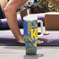 Personalised Hawaii Kaiser High School Tumbler With Handle Tribal Tattoo With Hibiscus Flowers