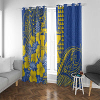 Hawaii Kaiser High School Window Curtain Tribal Tattoo With Hibiscus Flowers