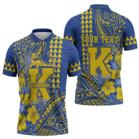 Personalised Hawaii Kaiser High School Zipper Polo Shirt Tribal Tattoo With Hibiscus Flowers