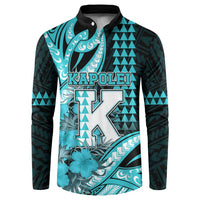 Personalised Hawaii Kapolei High School Button Sweatshirt Tribal Tattoo With Hibiscus Flowers