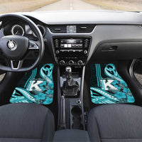 Personalised Hawaii Kapolei High School Car Mats Tribal Tattoo With Hibiscus Flowers