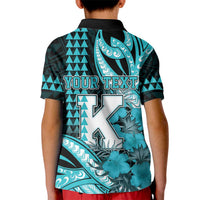 Personalised Hawaii Kapolei High School Kid Polo Shirt Tribal Tattoo With Hibiscus Flowers