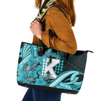 Hawaii Kapolei High School Leather Tote Bag Tribal Tattoo With Hibiscus Flowers